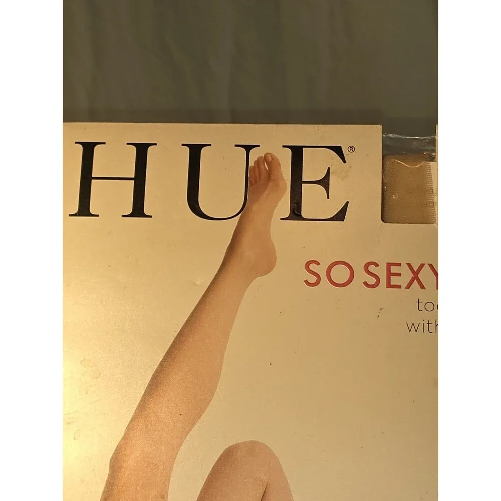 HUE So Sexy Sheer Toeless Pantyhose SZ 3 Natural Lace Control Top 6010N NOS